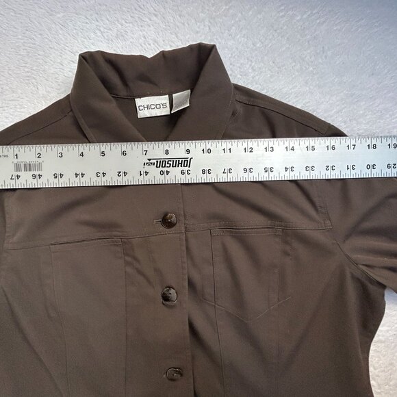 Chico's Womens Brown Button-Up Casual Jacket Size 1 Rayon Blend Lightweight - Picture 5 of 7